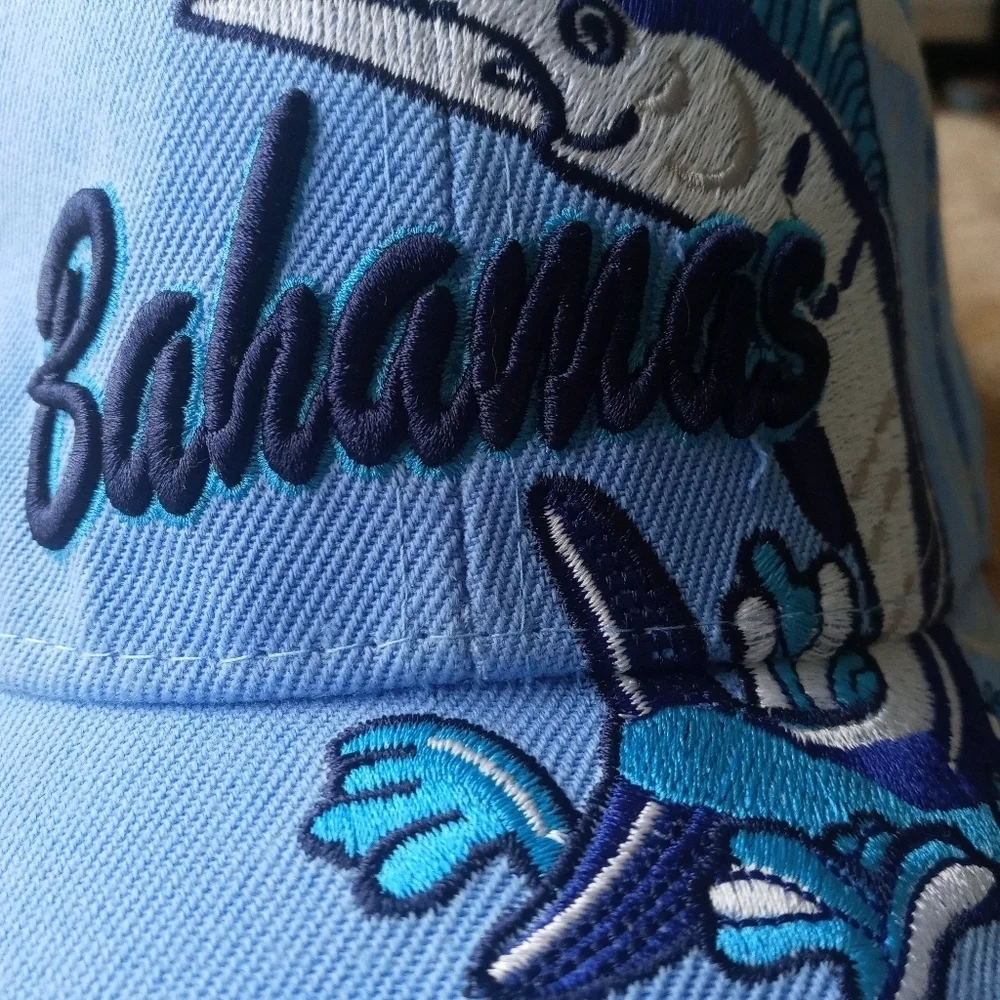 Island Dreams Bahamas Blue Embroidered Marlin Adjustable Cap Hat